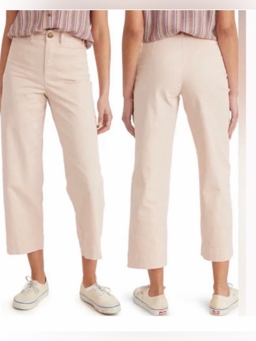 NEW MARINE LAYER bridget slim wide leg crop pant in Peach Whip 4  NWT